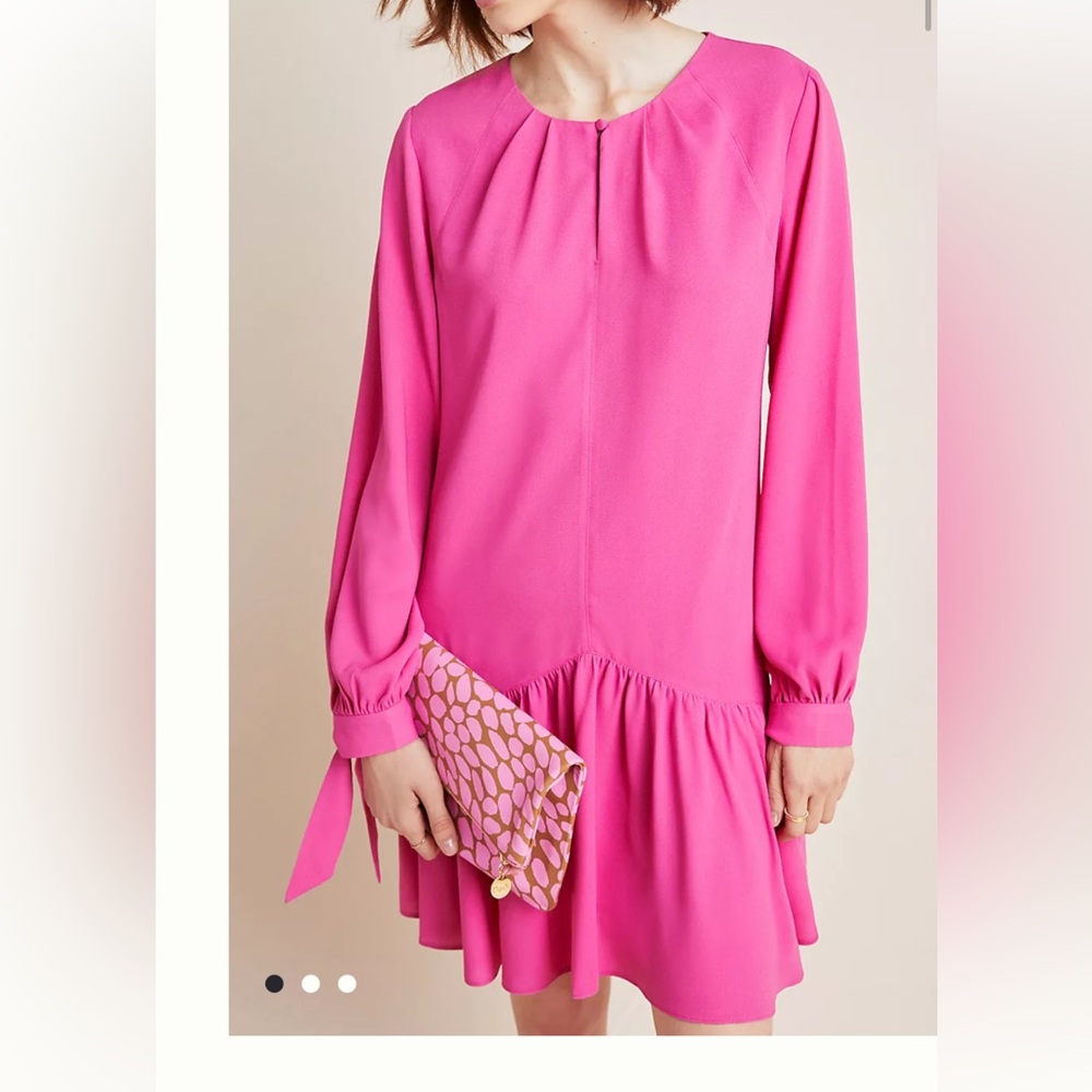 Anthropologie Pink Long Sleeve Dress